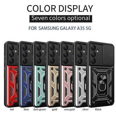 For Samsung Galaxy A35 5G Ring Holder Kickstand Camera Slide Cover Design PC + TPU Phone Back Cover Case