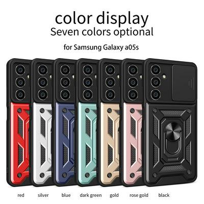 For Samsung Galaxy A05S 4G Ring Holder Kickstand Camera Slide Cover Design PC + TPU Phone Back Cover Case