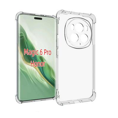For Honor Magic 6 Pro Anti-Fingerprint Non-Slip Waterproof Four Corners Shockproof Transparent Soft TPU Back Cover Protective Case