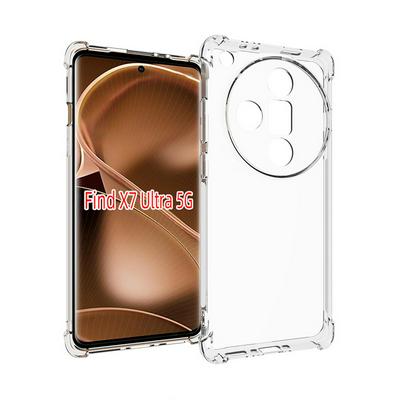 For Oppo Find X7 Ultra Anti-Fingerprint Non-Slip Waterproof Four Corners Shockproof Transparent Soft TPU Back Cover Protective Case