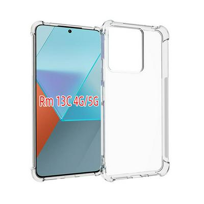 For Xiaomi Redmi 13C Anti-Fingerprint Non-Slip Waterproof Four Corners Shockproof Transparent Soft TPU Back Cover Protective Case