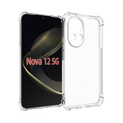 For Huawei Nova 12 5G Anti-Fingerprint Non-Slip Waterproof Four Corners Shockproof Transparent Soft TPU Back Cover Protective Case