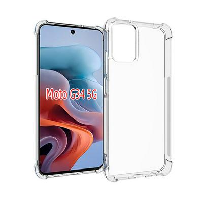 For Motorola Moto G34 Anti-Fingerprint Non-Slip Waterproof Four Corners Shockproof Transparent Soft TPU Back Cover Protective Case