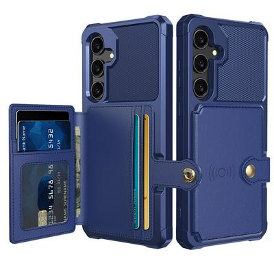 For Samsung Galaxy S24 Plus ZM03 Premium Vintage Shockproof All-Inclusive Hard PC Case with Card Slot Stand Function Cover Case Magnetic Folio Closure 
