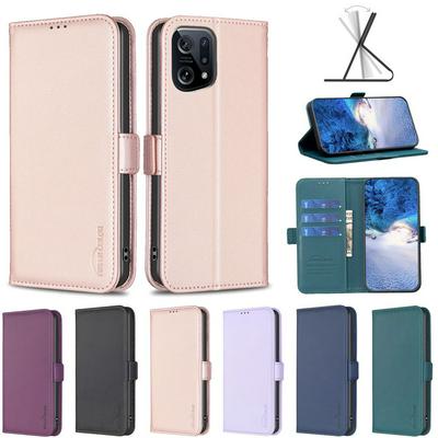 BINFEN COLOR BF31 For Oppo Find X5 Case PU Leather+TPU Magnetic Stand Wallet Phone Cover