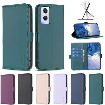BINFEN COLOR BF31 For Oppo A96 5G/ Reno 7Z/ Reno 8 Case PU Leather+TPU Magnetic Stand Wallet Phone Cover