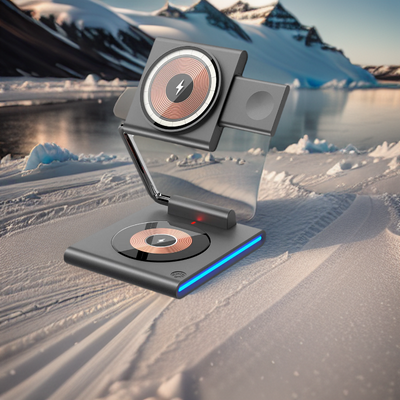 WIWU Wi-W023 For iPhone 12-15 Series iWatch AirPods 3-in-1 Desktop Charging Stand 15W Phone Magnetic Wireless Charger