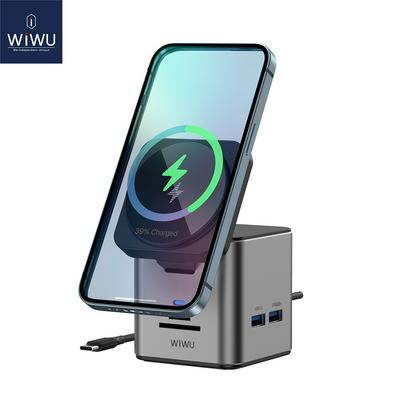 WiWU 9 in 1 Docking Station PD100W Type C Hub for MacBook Air Pro Laptops Wireless Charge for Mobile Phone 1000M Lan USB 3.0