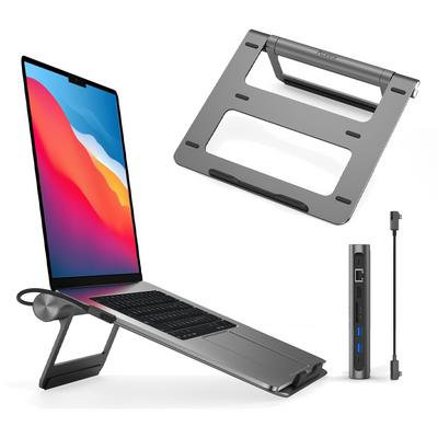 WiWU A821CH 8 in 1 USB-C Docking Station for MacBook/Laptop PD100W Universal Laptop Stand with Docking Station Type C Port  Hub for Mac