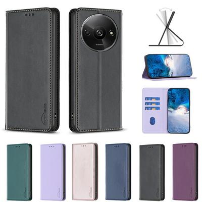 BF18 Protective Case for Xiaomi Redmi A3 Dermal dark magnetic field Leather Stand Phone Cover with Card Slots