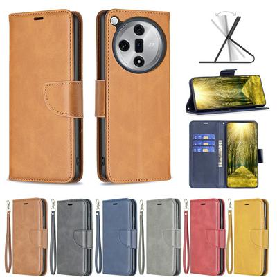 For Oppo Find X7 Ultra Solid Color Sheep Pattern Scratch Resistant Wallet Leather Case