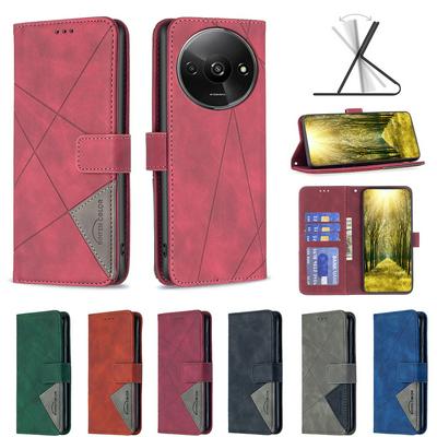 BF05 For Xiaomi Redmi A3 Stitching Rhombus Pattern Folio Flip PU Leather Wallet Phone Case