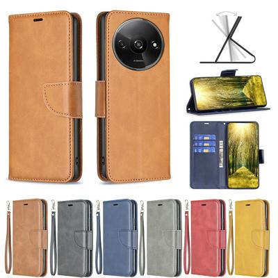 For Xiaomi Redmi A3 Solid Color Sheep Pattern Scratch Resistant Wallet Leather Case