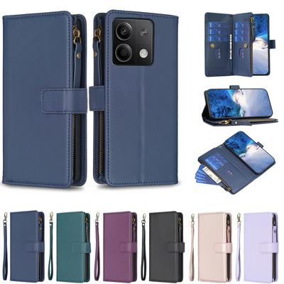 BF19 For Xiaomi Redmi Note 13 4G Anti-Dust PU Leather Wallet Zippered Cell Phone Case Stand Phone Cover