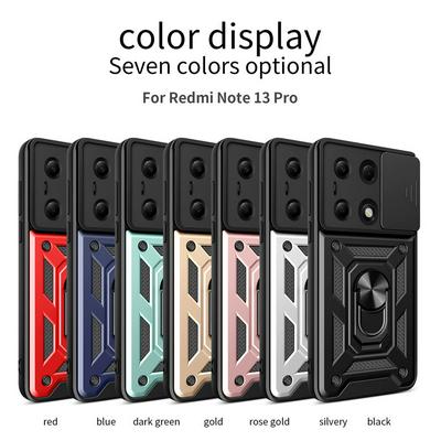 For Xiaomi Redmi Note 13 Pro 4G Sergeant Shockproof Drop-proof PC+TPU Phone Protective Case with Metal Ring Kickstand and Metal Patch 