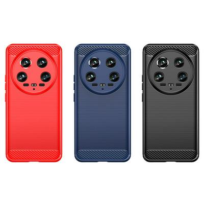 For Xiaomi 14 Ultra Carbon Fiber Drawing Series Scratch Resistant Shock Absorption Soft TPU Back Cover Case