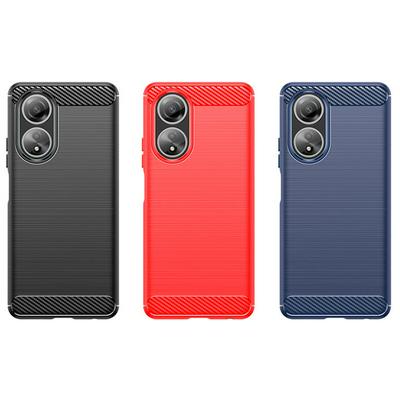 For Oppo A58 Carbon Fiber Drawing Series Scratch Resistant Shock Absorption Soft TPU Back Cover Case