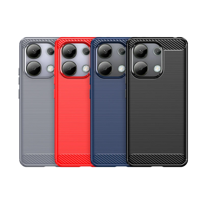 For Xiaomi Redmi Note 13 4G Carbon Fiber Drawing Series Scratch Resistant Shock Absorption Soft TPU Back Cover Case