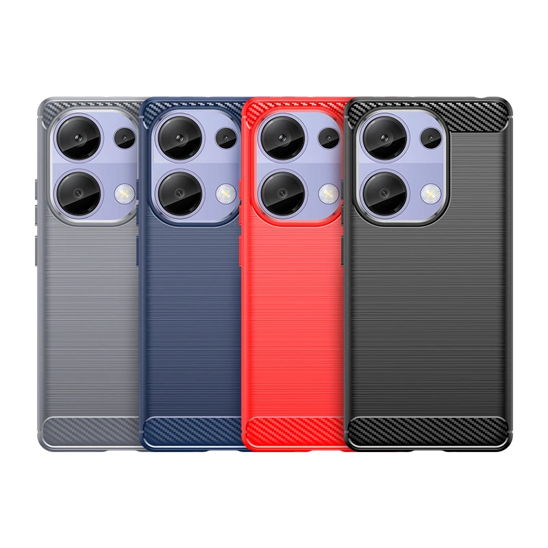 For Xiaomi Redmi Note 13 Pro 4G Carbon Fiber Drawing Series Scratch Resistant Shock Absorption Soft TPU Back Cover Case