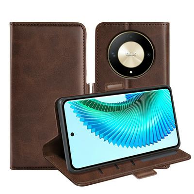 For Honor X9b / Magic 6 Lite / Honor X50 5G Double Buckle Wallet Style Folio Flip Leather Case with Stand and Card Slots Function