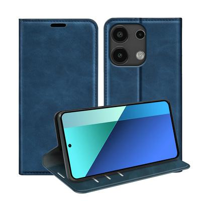 For Xiaomi Redmi Note 13 4G Skin Feel Magnetic Attraction Flip Leather Wallet Case with Card Slot and Stand