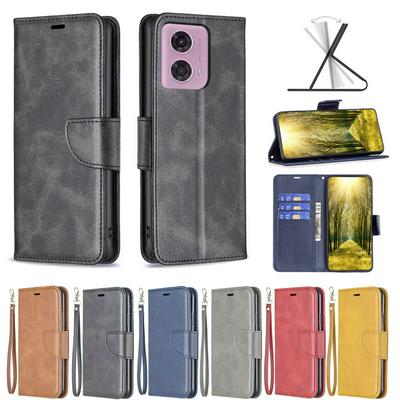 For Motorola G34 Solid Color Sheep Pattern Scratch Resistant Wallet Leather Case