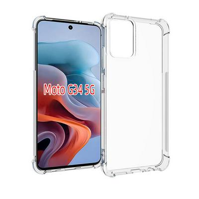Motorola G34 Anti-Fingerprint Non-Slip Waterproof Four Corners Shockproof Transparent Soft TPU Back Cover Protective Case