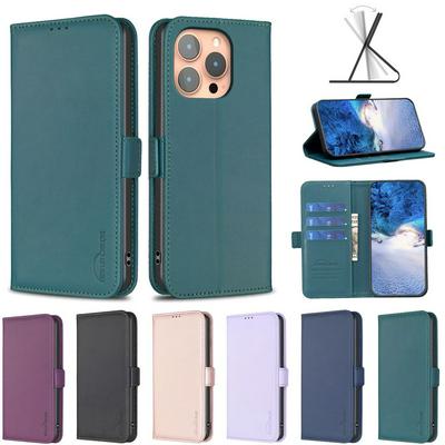 BINFEN COLOR BF31 For iPhone 15 Pro Case PU Leather+TPU Magnetic Stand Wallet Phone Cover