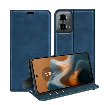 For Motorola Moto G34 Skin Feel Magnetic Attraction Flip Leather Wallet Case with Card Slot and Stand
