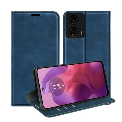 For Motorola Moto G04/G24 Skin Feel Magnetic Attraction Flip Leather Wallet Case with Card Slot and Stand