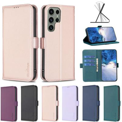 BINFEN COLOR BF31 For Samsung Galaxy S24 Ultra Case PU Leather+TPU Magnetic Stand Wallet Phone Cover