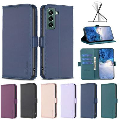 BINFEN COLOR BF31 For Samsung Galaxy S22 Plus Case PU Leather+TPU Magnetic Stand Wallet Phone Cover