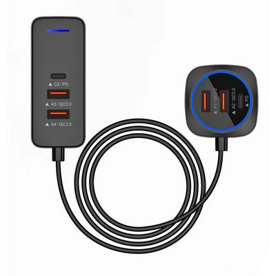 76W new USB car charger PD fast charging 20W rear seat TYPE C car charging QC3.0 rear expansion cable