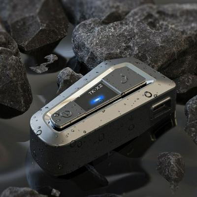 Motorcycle Bluetooth Intercom, TK-X2 Helmet Headset with Noise Cancellation/FM Radio/Stereo Music/Voice Assistant, Helmet Communication 