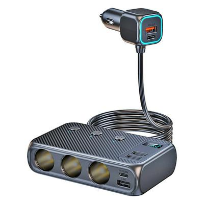 C29 car mounted high-power one to three cigarette lighter fast charging PD charger voltage measurement ambient light