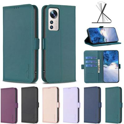 BINFEN COLOR BF31 For Xiaomi 12 Lite Case PU Leather+TPU Magnetic Stand Wallet Phone Cover
