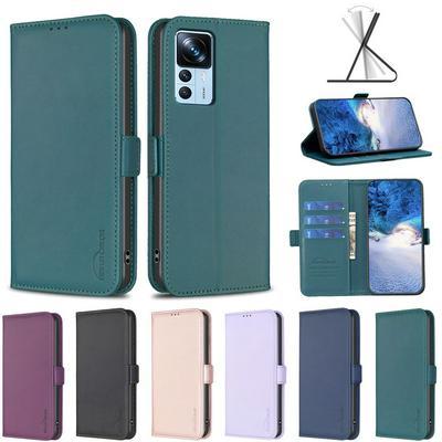 BINFEN COLOR BF31 For Xiaomi 12T/12T Pro Case PU Leather+TPU Magnetic Stand Wallet Phone Cover
