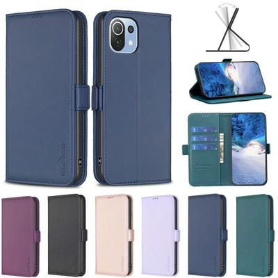BINFEN COLOR BF31 For Xiaomi 11 Lite Case PU Leather+TPU Magnetic Stand Wallet Phone Cover