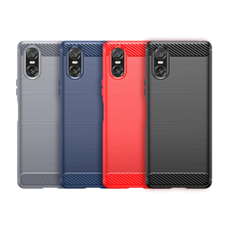 For Sony Xperia 10 VI Carbon Fiber Drawing Series Scratch Resistant Shock Absorption Soft TPU Back Cover Case