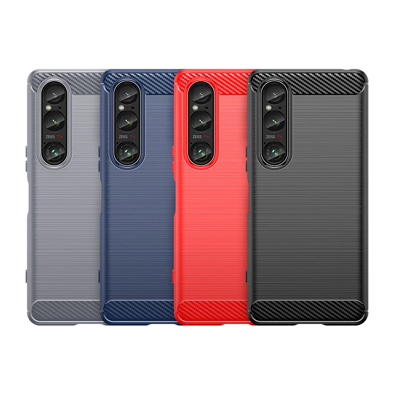 For Sony Xperia 1 VI Carbon Fiber Drawing Series Scratch Resistant Shock Absorption Soft TPU Back Cover Case