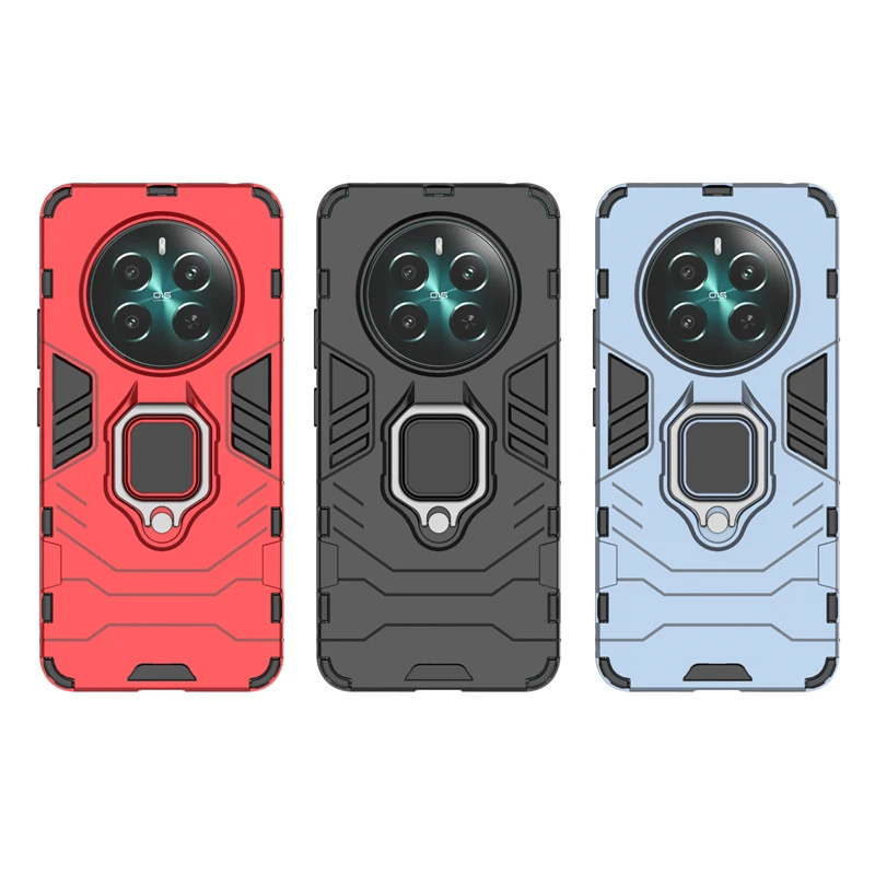 For OPPo Realme 12 Plus Black Panther 2 in 1 Detachable Magnetic Attraction Shockproof with Stand Hard PC + Soft TPU Back Cover Case