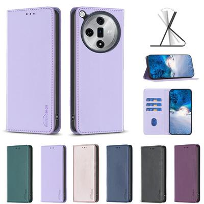 BF18 Protective Case for Oppo Find X7 Dermal dark magnetic field Leather Stand Phone Cover with Card Slots