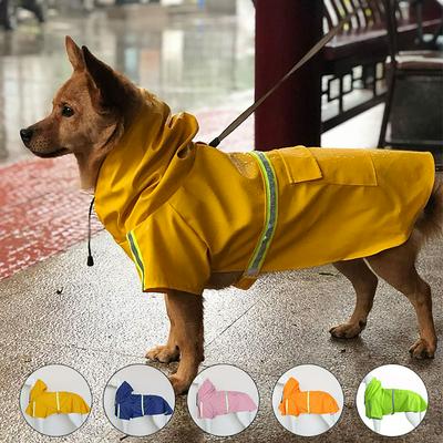 Pet raincoat PU waterproof big dog poncho outdoor reflective dog raincoat
