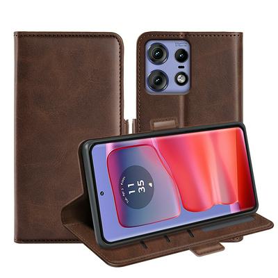 For Motorola Moto Edge 50 Pro Double Buckle Wallet Style Folio Flip Leather Case with Stand and Card Slots Function