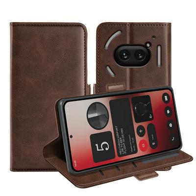 For Nothing Phone 2A Double Buckle Wallet Style Folio Flip Leather Case with Stand and Card Slots Function