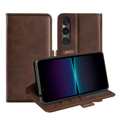 For Sony Xperia 1 VI Double Buckle Wallet Style Folio Flip Leather Case with Stand and Card Slots Function