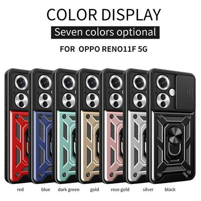 Oppo Reno 11F Ring Holder Kickstand Camera Slide Cover Design PC + TPU Phone Back Cover Case