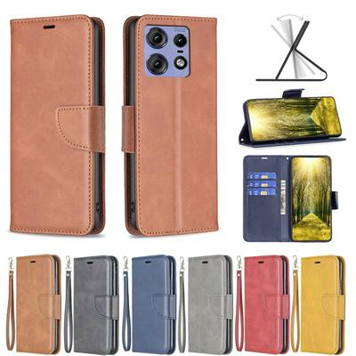For Motorola Edge 50 Pro Solid Color Sheep Pattern Scratch Resistant Wallet Leather Case