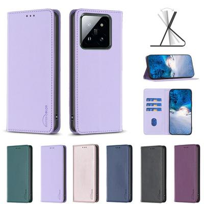 BF18 Protective Case for Xiaomi 14 Pro Dermal dark magnetic field Leather Stand Phone Cover with Card Slots