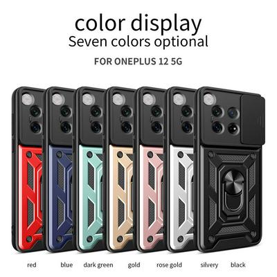 For OnePlus 12 Sergeant Shockproof Drop-proof PC+TPU Phone Protective Case with Metal Ring Kickstand and Metal Patch 